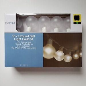 New  Trueliving Warm White Battery Powered 10 LED Lights